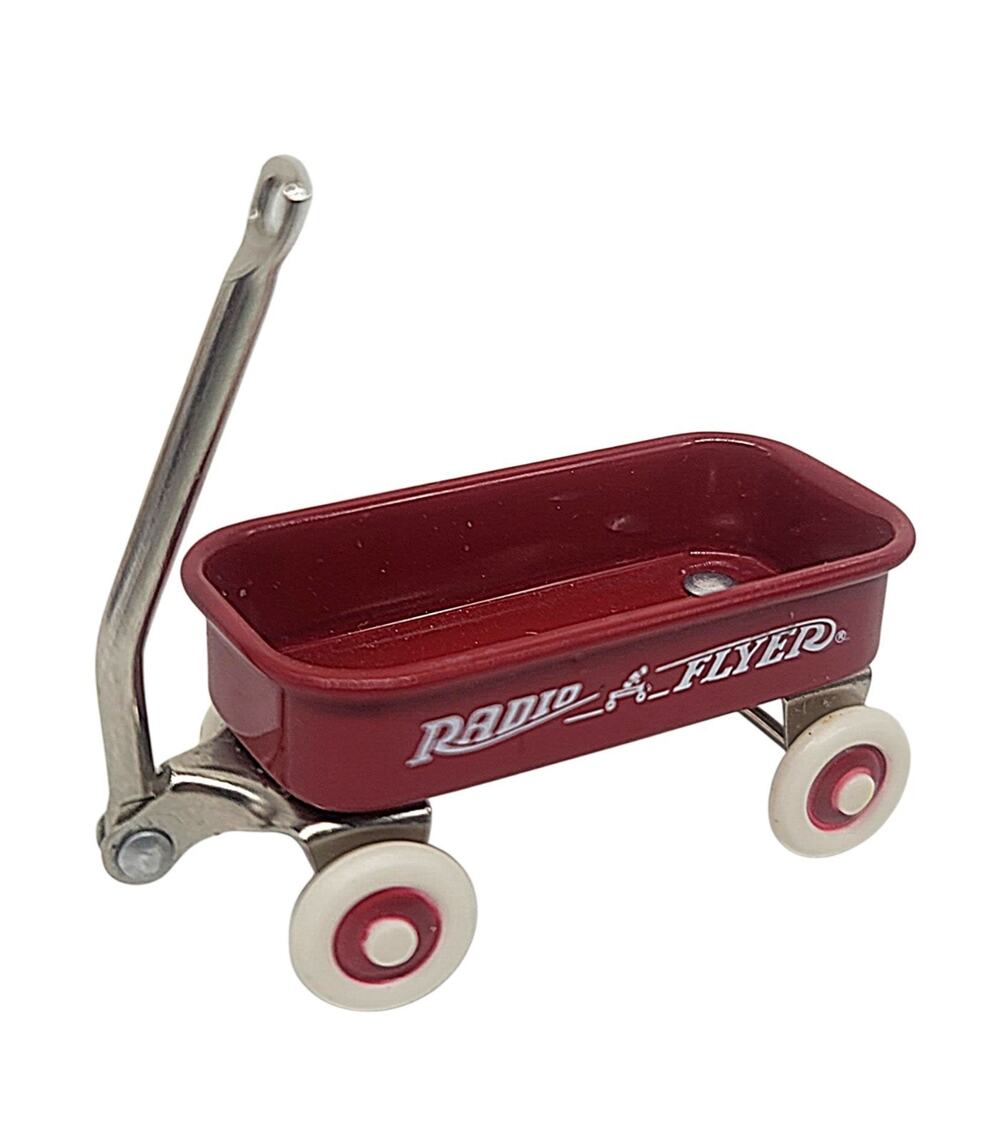 Vintage Radio Flyer Mini Miniature Doll House Red Toy Metal Wagon 2" x 1" CL39